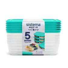 Sistema Nest It Meal Prep Food Storage Containers, 3 Compartments, 8 Cups, BP...
