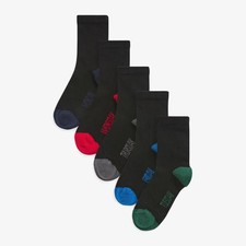 Clarks Boys,Girls,Kids Unisex Days of the Week Socks Junior Size 4 - 6.5 Black