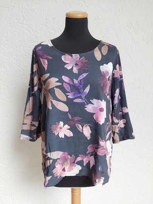 Grau rosa Blumen Baumwolle Shirt von Brax, Gr. 44