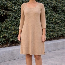 Basic Editions Large Tan Sweater Dress Long Sleeve Casual Large