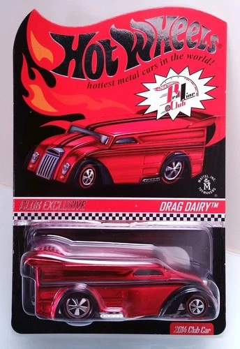 2014 Hot Wheels RLC Red Line Club Membership Drag Dairy Red with Button 3500