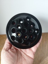 Vintage Black Glass 16 Hole Flower Frog 4.25" dia domed top flat bottom