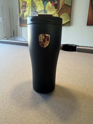 Porsche Travel Mug Termico - Tazza Da Viaggio In Acciaio Inox 460 Ml, Blu Metallizzato, Coperchio Anti-perdite
