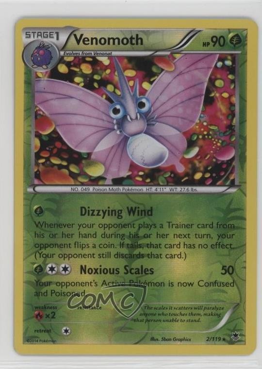 Venomoth Reverse Foil Pokemon XY Phantom Forces #2