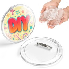24 PCS 3 Inch Clear Button Pins Photo DIY Custom Acrylic Blank Badge Crafts
