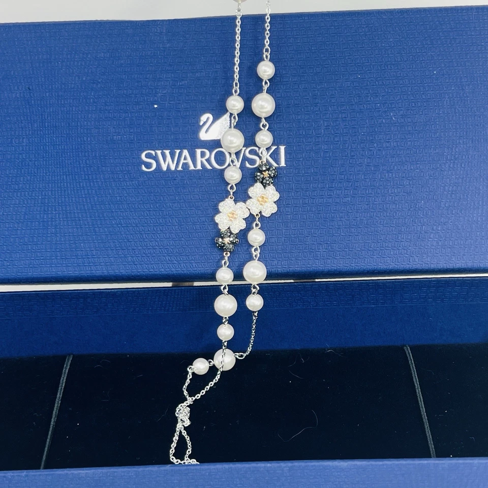 Swarovski Crystal long Necklace  Flowers And Pearls 47673009 MIB - Image 2 of 4