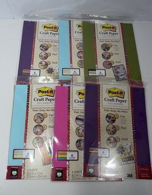 Post It Craft Paper Full Adhesive 8.5'' X 11  White 6 Color Pack Sealed 6 Sheets
