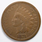 1874 Indian Head Penny Cent Good (G)