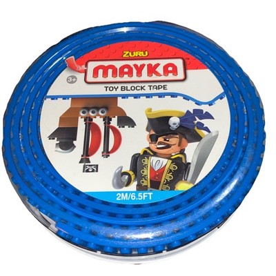 Zuru Mayka Toy Blue Block Tape 2M/6.5 FT  4 Row Pegs Lego Compatible