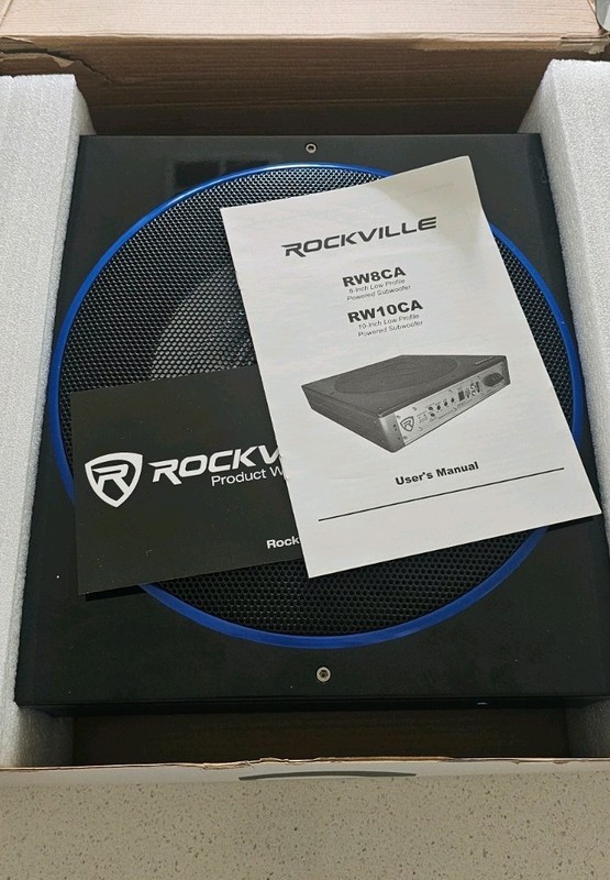 Rockville RW10CA 10 800 Watt Slim Low Profile Active Powered Car Subwoofer Sub