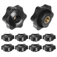 10pcs Star Knobs M8 Thread 38mm Head Through Hole Clamping Handles Black