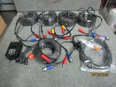 (5) Black 100' CCTV Cabels Power BNC for Home Surveillance Camera System