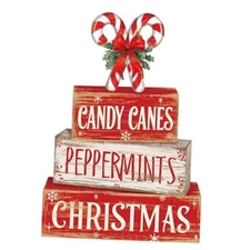 4 Pcs Christmas Table Decor Christmas Wooden Decorative Signage Red Candy Cane