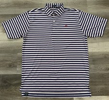 Turtleson Golf Polo Shirt Men  s L Short Sleeve Stripe Print Performance Red Blue