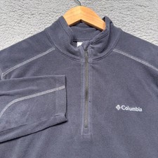 Columbia Sweater Mens Medium Black 1/4 Zip Pullover Mock Neck Sweatshirt Logo
