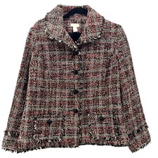 Chicos Womens Tweed Blazer Size 12 Or 2 Career Professional Executive Timeless