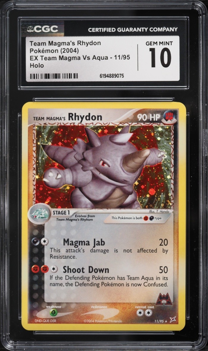 CGC 10 2004 Team Magma's Rhydon 11/95 Holo EX Team Magma vs Aqua Pokemon