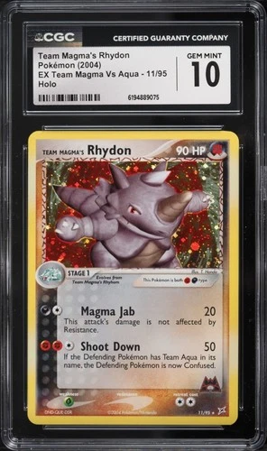 CGC 10 2004 Team Magma's Rhydon 11/95 Holo EX Team Magma vs Aqua Pokemon
