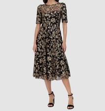 Eliza J Women's Black Sequins Glitter Round Neck Short Sleeve Dress Sz: 10