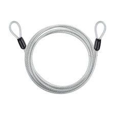 3/16" Dia 7.2ft Security Cable Lock Vinyl Coated Steel with Loops Silver
