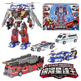 Tobot V Galaxy Detectives Giant Justice V 14" Combiner Robot Figure Engine[ Fire