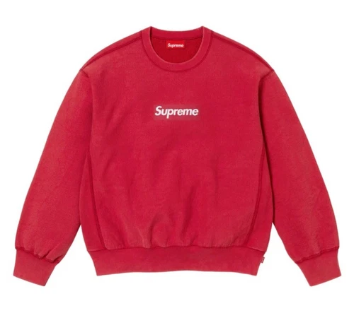 Sweat shirt BOGO col rond lavé logo Supreme Box rouge petit S rare logo boîte HTF !