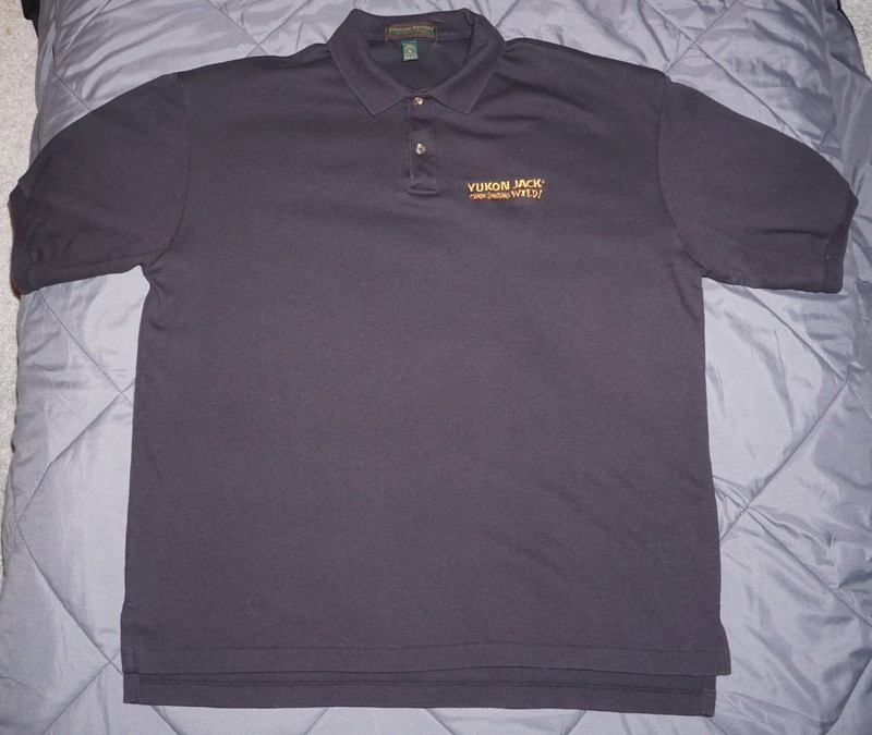 Yukon Jack Whiskey Embroidered Chase Something Wild! XL Polo Shirt Black Cotton