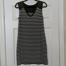 BANANA REPUBLIC FACTORY Dress Womens Small Sm S Green Striped Cotton Sleeveless