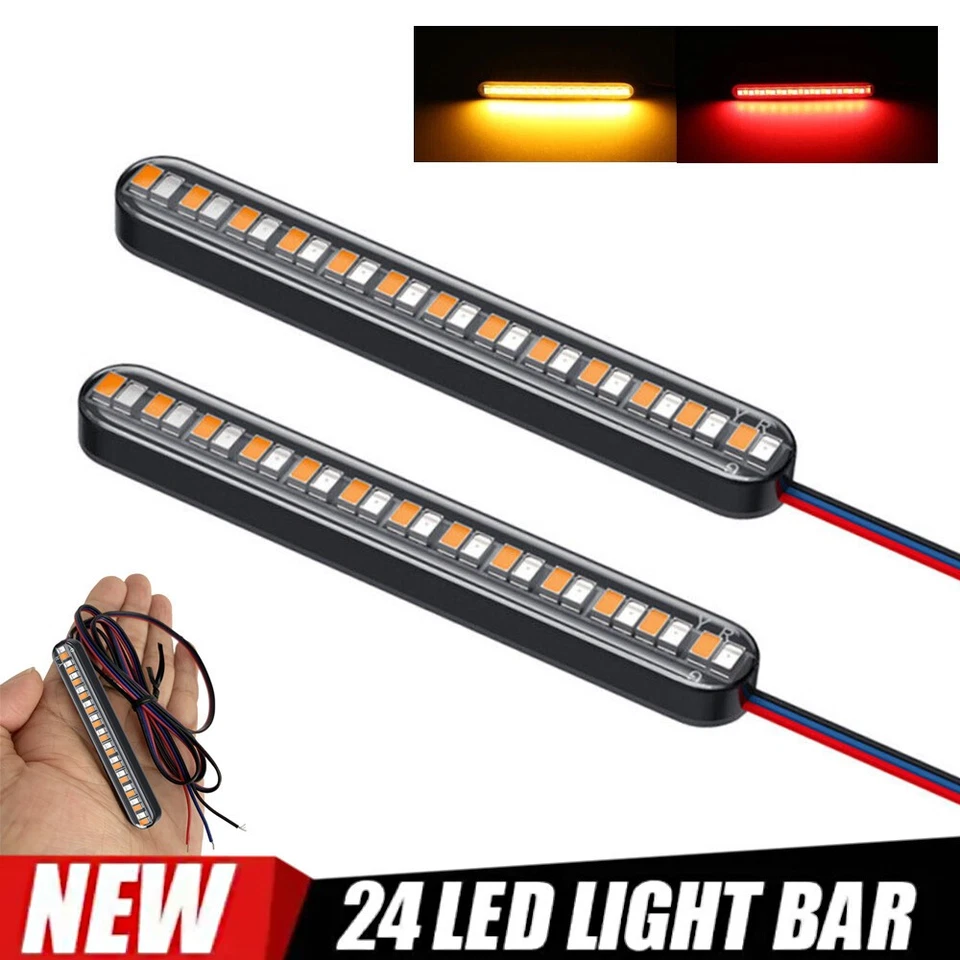 Tira de luz LED flexible para motocicleta 2 piezas lámpara de señal de giro de parada de freno trasero Foto 4 de 4