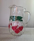 Anchor Hocking Vintage Large Strawberry Patch Glass Pitcher 1950's 80 fl oz
