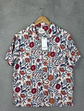 Goodfellow & Co Shirt Mens Medium White Floral Short Sleeve Button Up Vacay