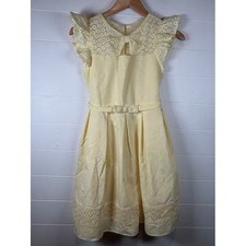 Bonnie Jean Girls Yellow Lace Flutter Sleeve Special Occasion Dress Size 16