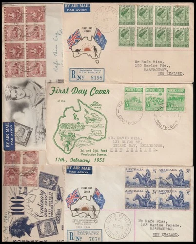 AUSTRALIA 1950's LOT OF 5 FDC's (JF)