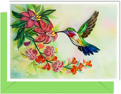 Handmade Hummingbird Quilling Card   Quilling Greeting Card for All