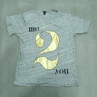 J.Crew Short Sleeve T-Shirt Women Size Large Grey Gold Me 2 You Cotton Blend