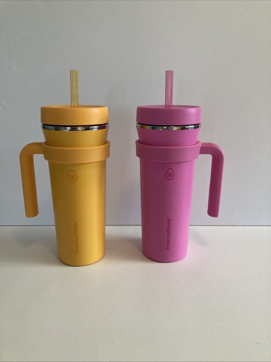 Two ThermoFlask 32oz Insulated Standard Straw Tumbler w/Handles