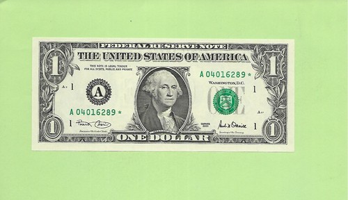 2001* ..UNCIRC $1 A 0401 6289 * .... 2001 $1 A-* BANCONOTA STELLA FRN - Foto 1 di 2