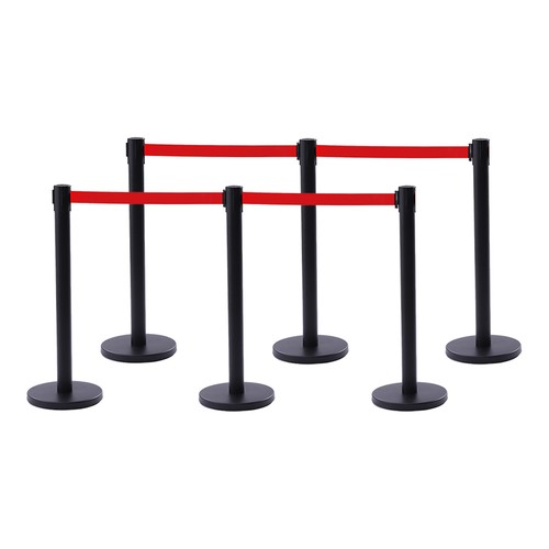 6PCS Crowd Control Barrier Stanchion Set Posts Queue Pole Retractable Belt USA