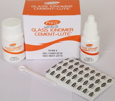 Dental Pyrax GIC Type 1 Luting Cement PL Set - Powder 15gm / Liquid 10ml
