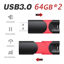 2x 64GB USB3.0 Flash Drive Retractable Memory Sticks Thumb Pen Drive Pen Drive