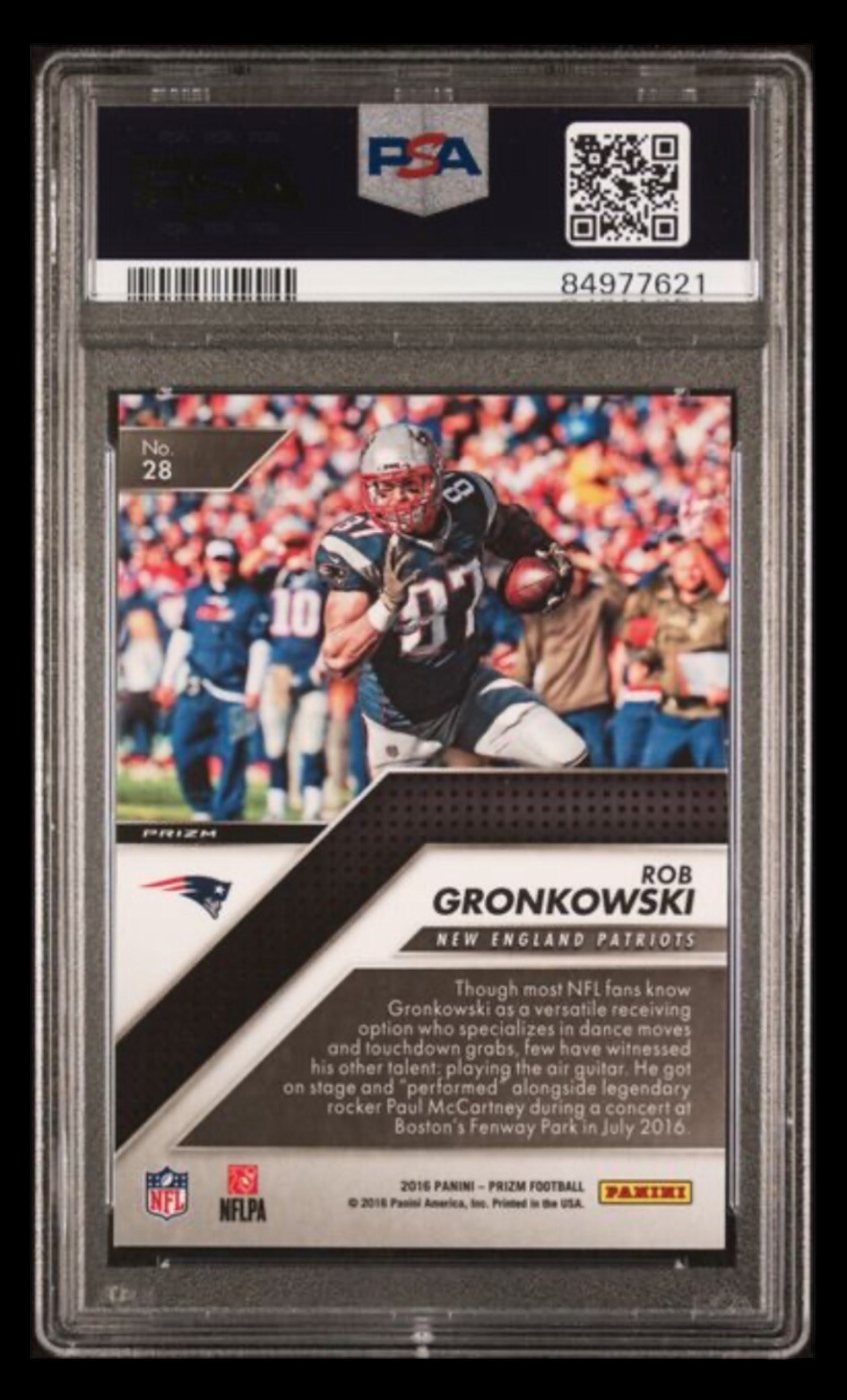 2016 panini prizm #28 rob gronkowski; dazzle SSP silver holo PSA 9  (CASE HIT) view 2