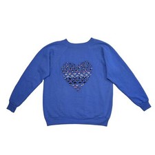 Vintage 90s 80s Blue Heart Quilted Cut-out Sweatshirt Size M