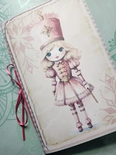 Junk Journal Blank Booklet "PINK CHRISTMAS 2" Christmas Pink LG 8.5"x5.5" 40pgs 