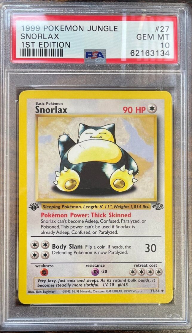 RARE VINTAGE ORIGINAL! 1999 Pokemon Jungle 27 Snorlax 1st