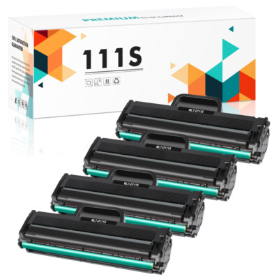 4 Pack MLT-D111S Toner Cartridge Black For Samsung Xpress M2020W M2070FW Printer