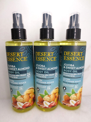 DESERT ESSENCE JOJOBA & SWEET ALMOND BODY OIL AFTER SHOWER 8.28 OZ NWOB LOT OF 3