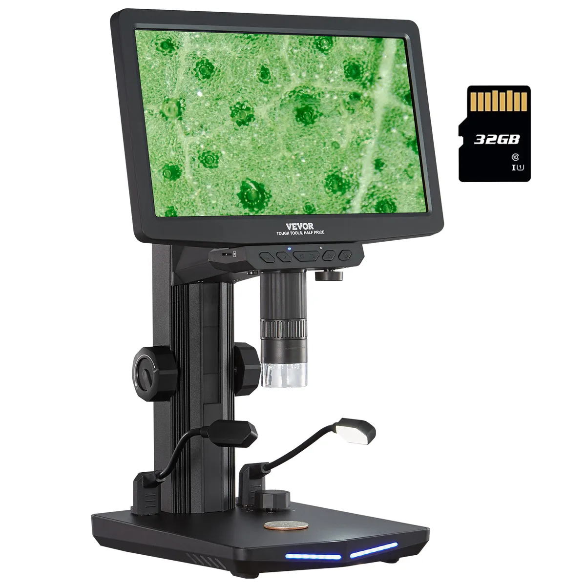 VEVOR Digital Microscope Coin Microscope 10.1 IPS Screen 10-1300X  Magnification