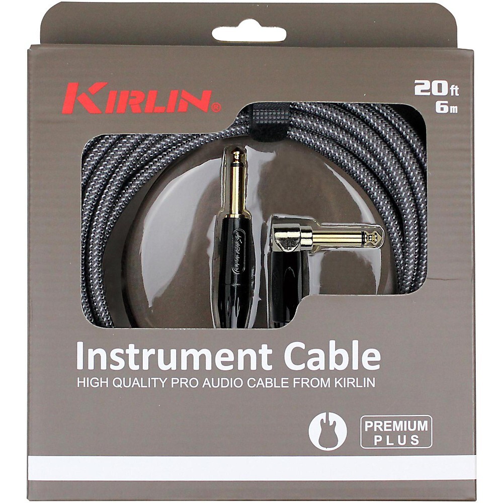 Kirlin Premium Plus Straight to Right Angle Instrument Cable Carbon Gray 20 ft.