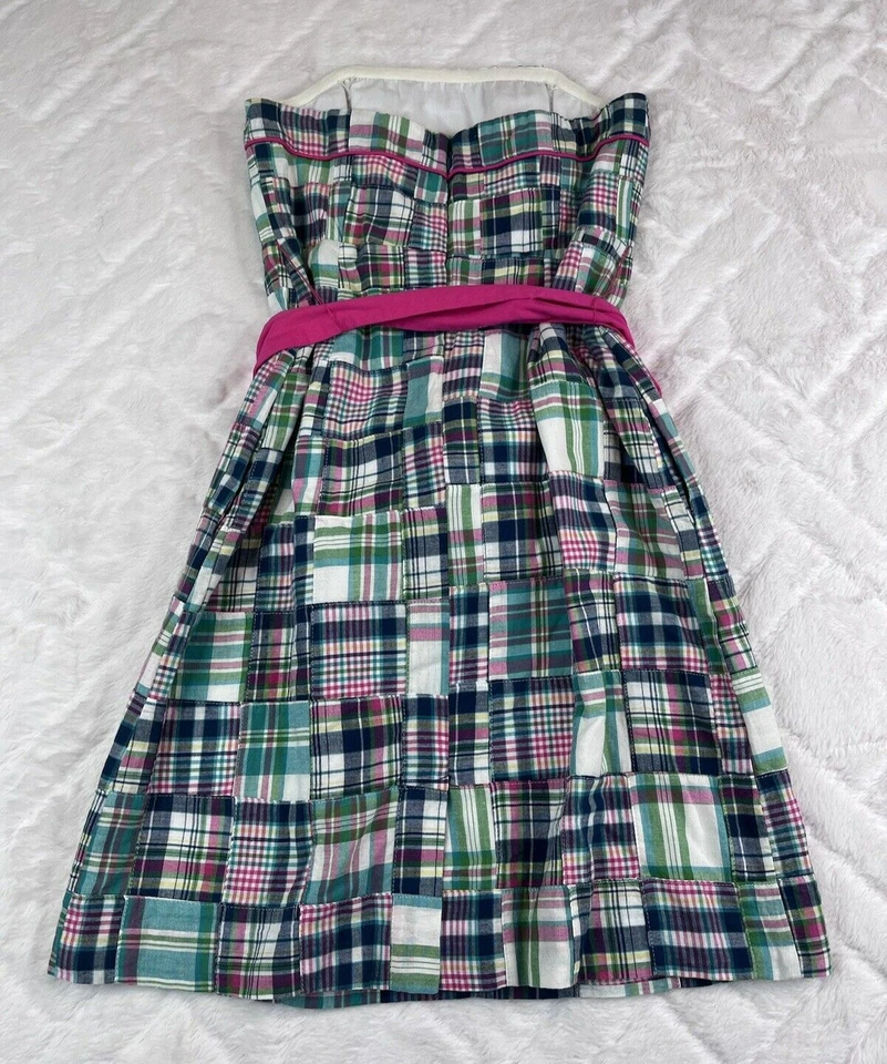 *NWT* Vineyard Vines Dress Women's Madras Patchwork Strapless - Sz 00 - Image 3 of 4
