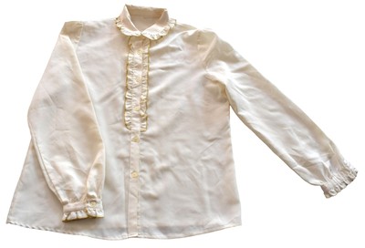 Womens Vintage 70s 80s Cream Ruffle 